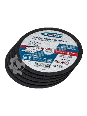 Круг отрезной по металлу Gross 230 х 2,0 х 22,2 мм, WA36TBF, в метал. банке, 5 шт.