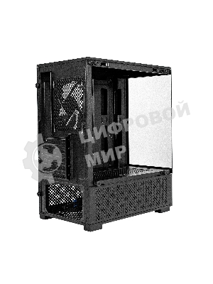 Компьютерный корпус Minitower ExeGate i3 SEA (mATX, без БП, 1*USB+1*USB 3.0, HD аудио, черный, 1 вент. 12см с RGb подсветкой, передняя и боковая панели - закаленное стекло)