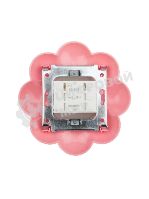 Выключатель одноклавишный Kranz HAPPY Цветок скрытой установки, белый/розовый