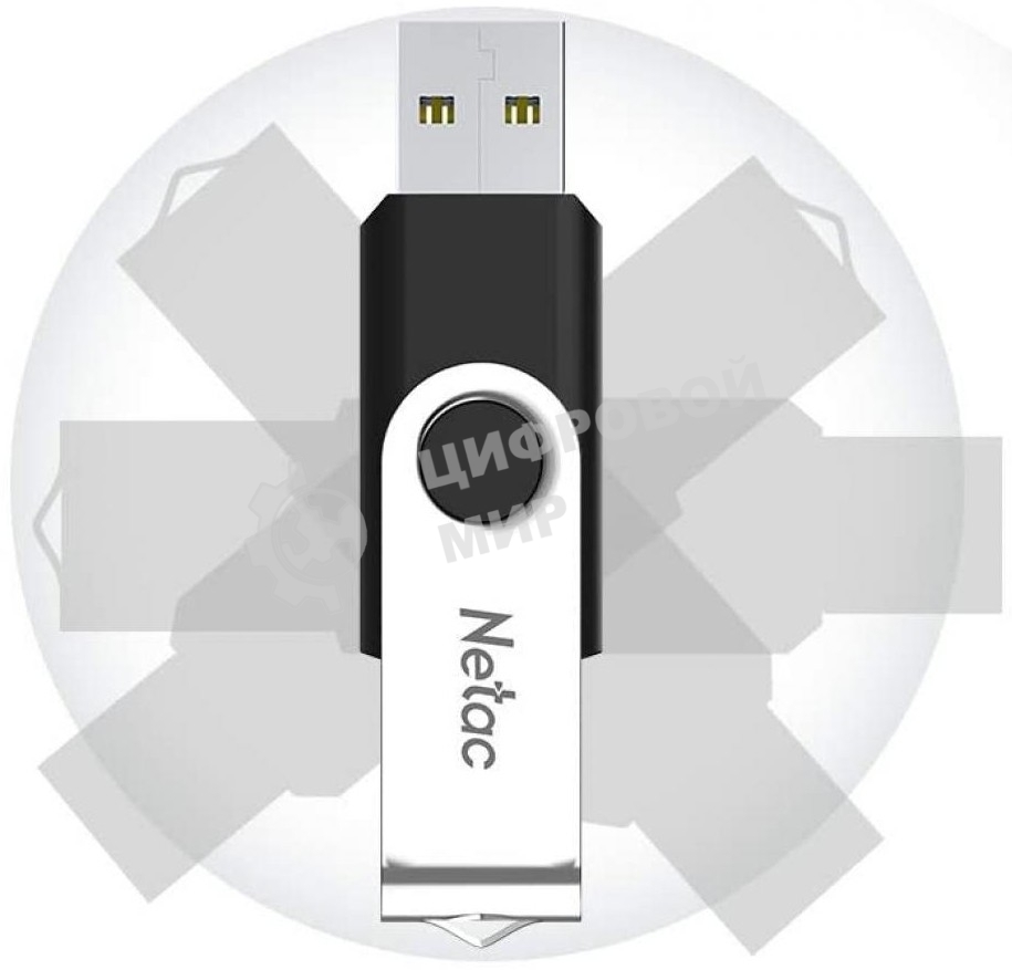 Флешка USB Netac U505 (NT03U505N-064G-20BK), 64Gb, USB 2.0, R/W 70/30, черный/серебристый