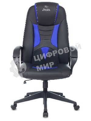 Кресло Zombie 8 черный/синий, экокожа, 120 кг, механизм качания