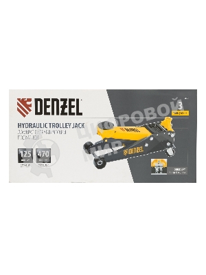 Домкрат гидравлический подкатной Denzel 3 т, 125-470 мм, быстрый подъем, проф.