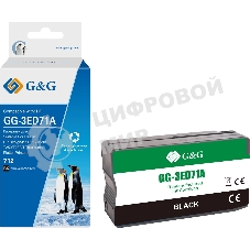 Картридж струйный G&G GG-3ED71A 712 черный (80мл) для HP DesignJet T650/T630/T250/T230/T210/Studio Plotter Printers