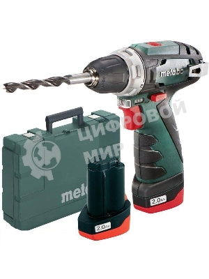 Дрель-шуруповерт Metabo PowerMaxx BS 600080500, 12 В, 2 Ач, 34 Нм, щеточный