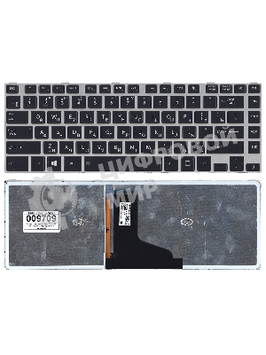 Клавиатура для ноутбука Toshiba M40T черная с серой рамкой и подсветкой