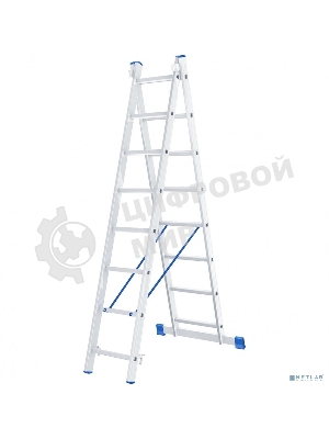 Лестница Сибртех, 2 х 8 ступеней, алюминиевая, двухсекционная