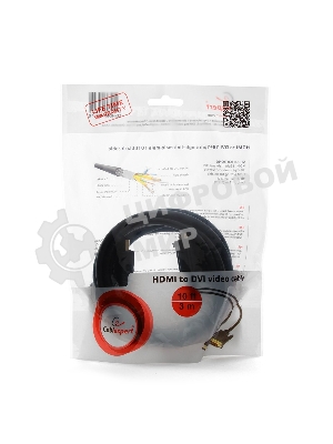 Кабель HDMI-DVI Cablexpert CC-HDMI-DVI-10, 19M/19M, single link, медь, позол.разъемы, экран, 3.0м, черный, пакет