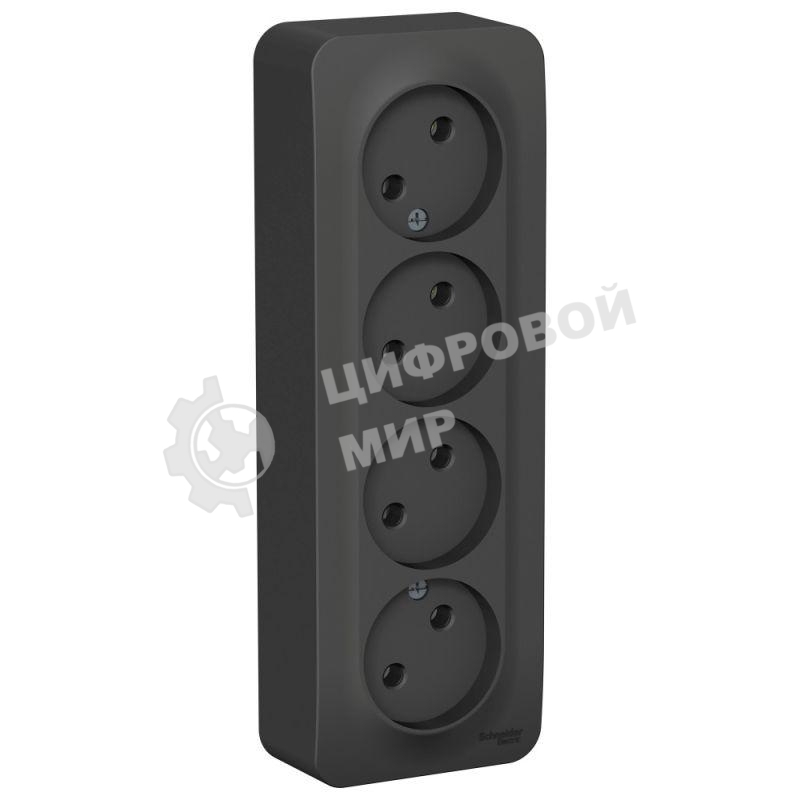 Розетка 4-м ОП Blanca 16А 250В без шторок без заземл. изол. пласт. антрацит SchE BLNRA000416
