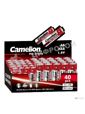 Батарейки Camelion Plus Alkaline COMBO40 (20LR6 + 20LR03-CB, 1.5В) (40 шт. в уп-ке)