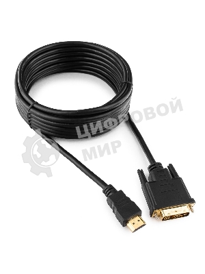 Кабель HDMI-DVI Cablexpert CC-HDMI-DVI-15, 19M/19M, single link, медь, позол.разъемы, экран, 4.5м, черный, пакет