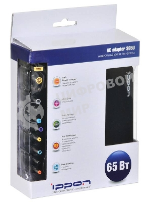 Блок питания Ippon S65U автоматический 65W 15V-19.5V 8-connectors 4.3A 1xUSB 2.1A от бытовой электросети LED индикатор