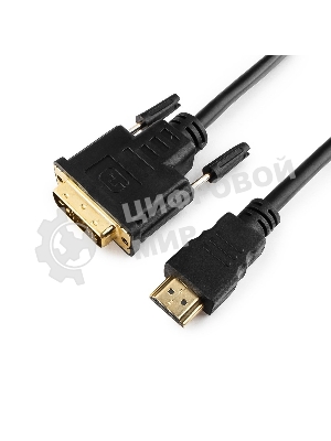 Кабель HDMI-DVI Cablexpert CC-HDMI-DVI-15, 19M/19M, single link, медь, позол.разъемы, экран, 4.5м, черный, пакет