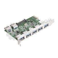Контроллер ExeGate EXE-317 PCI-E 2.0, 5*USB 3.0 ext + 2*USB 3.0 int, разъем доп.питания (OEM)