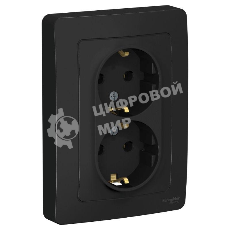 Розетка 2-м СП Blanca 16А 250В без шторок с заземл. антрацит SchE BLNRS001026