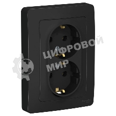 Розетка 2-м СП Blanca 16А 250В без шторок с заземл. антрацит SchE BLNRS001026