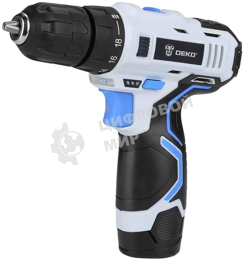Дрель-шуруповерт Deko GCD12DU3, 12 В, 1.5 Ач, 32 Нм, щеточный