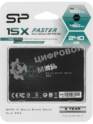 Накопитель SSD SiliconPower Slim S55, 240Gb, SATA, 2.5