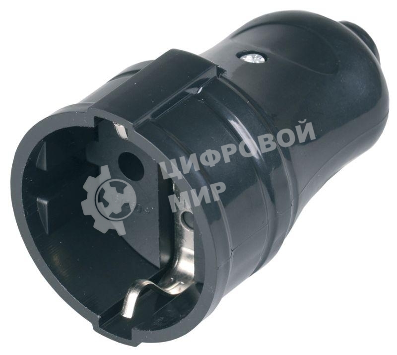 Розетка IEK ERP10-16-01-K02 РПп10-02-Ст разборная прямая с з/к 16А черная