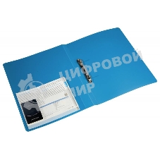 Папка на 2-х кольцах Бюрократ -0812/2RBLUE A4, пластик, 0.8мм корешок 40мм, внутренний и торцевой карман, синий