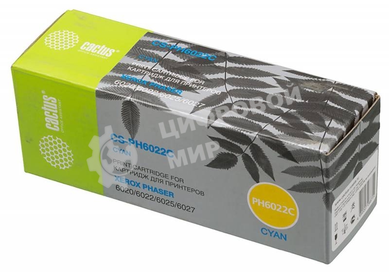 Картридж лазерный Cactus CS-PH6022C (106R02760) голубой (1000 стр.) для Xerox Phaser 6020/6022/WC6025/6027