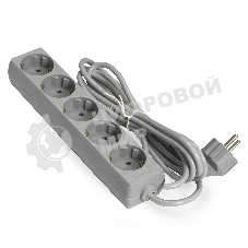 Удлинитель ExeGate ECE-5-3G (EX285823RUS), серый, 3 м, евровилка с заземлением, 5 евророзеток с заземлением, 2200 Вт