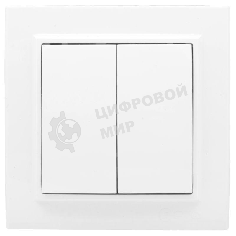 Выключатель 2-клавишный СП,10А, белый EKF Basic Минск