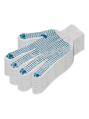 Перчатки трикотажные, с ПВХ точкой, 5 пар в упаковке, 7 класс Россия