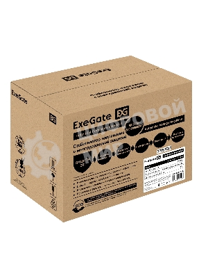 Стабилизатор напряжения ExeGate Expert Turbo AST-5000 (5000ВА, вход 80-260В, цветной дисплей, выход 220В±8%, КПД 98%, 5 уровней защиты, метал. корпус, 2*Schuko+клем.колодка, RTL)