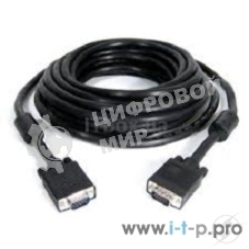 Кабель Gembird/Cablexpert VGA Premium, 15M/15M, 30м, черный, тройной экран, феррит.кольца