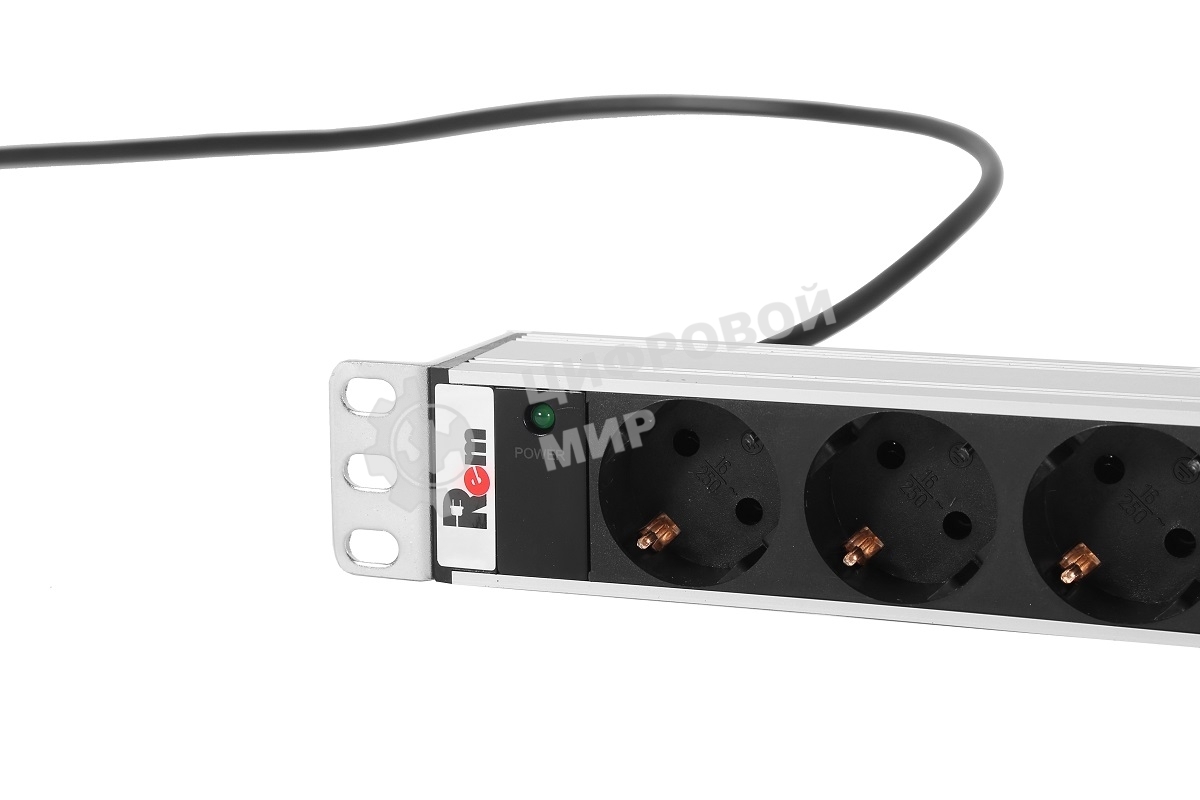 Верт. блок розеток Rem-16 с инд., 25 Shuko, 16A, алюм., 42-48U, шнур 3 м
