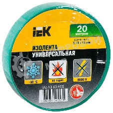 Изолента IEK UIZ-13-10-K06 0,13х15 мм зеленая 20 метров
