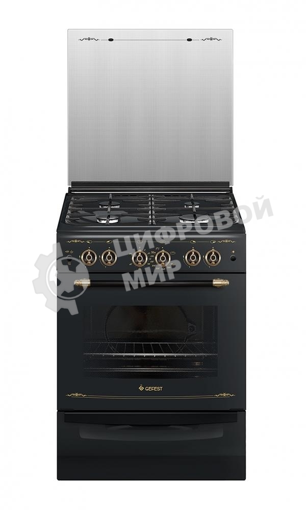 Плита газовая Gefest ПГ 6100-02 0183 черный, конфорок 4 шт, духовка 52 л, 60 см x 85 см x 60 см