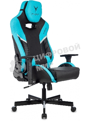 Кресло Knight Thunder 5X черный/голубой, экокожа, 120 кг, механизм качания