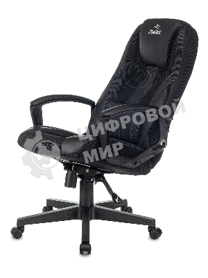 Кресло Бюрократ Zombie 9 черный/серый, экокожа, 120 кг, механизм качания