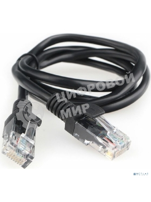 Патч-корд CCA light UTP Гарнизон PC-UTP-5e-1-BK cat.5e, 1м, литой, многожильный черный