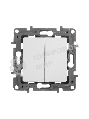 Выключатель двухклавишный 10AX винтовые зажимы ETIKA, белый