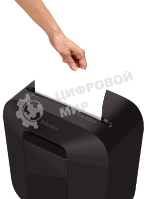 Шредер Fellowes PowerShred LX25 черный (секр.P-4)/перекрестный/6лист./11.5лтр./скрепки/скобы/пл.карты