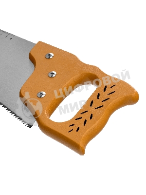 Ножовка по дереву Sparta 500 мм, 7-8 ТРI, каленый зуб, линейка, деревянная рукоятка