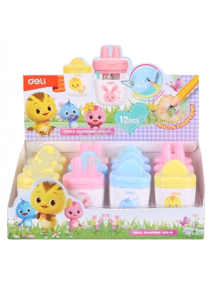 Точилка для карандашей ручная Deli ER01300, 1 отверстие, пластик, ассорти, дисплей