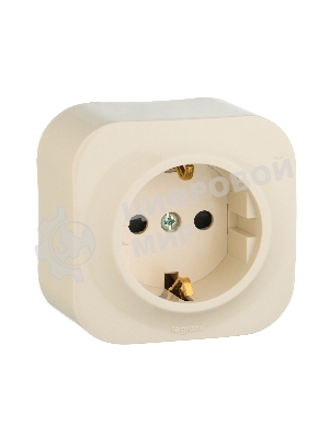 Розетка с заземлением с защитными шторками Legrand 782250 (Слоновая кость)