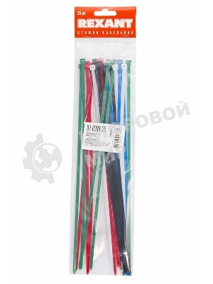 Хомут-стяжкa нeйлонoвая Rexant 300x4,8 мм, цветная, упаковка 25 шт.