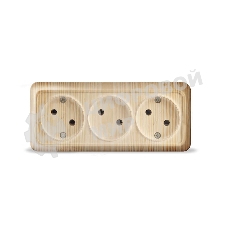 Розетка 3-м ОП Олимп без заземл. сосна UNIVersal 1172