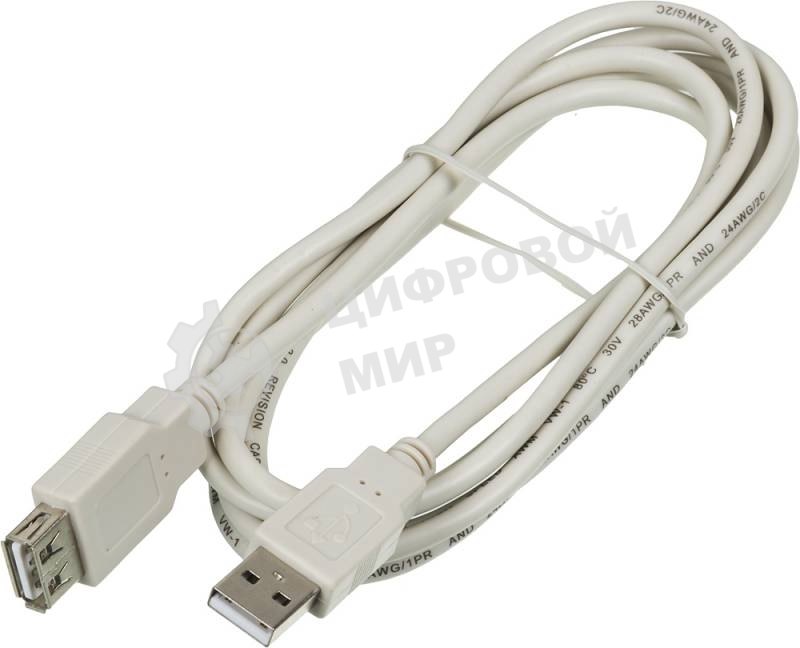 Кабель-удлинитель USB2.0 Ningbo USB A (m)/USB A (f) 1.8м (USB2.0-AM-AF-BR)