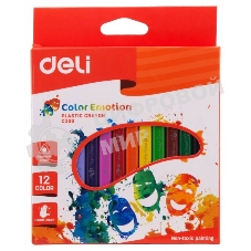 Мелки восковые Deli EC20000 трехгранные 12 цветов, коробка с европодвесом