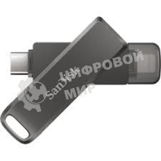 Флешка USB Sandisk IX70N iXpand Luxe (SDIX70N-128G-GN6NE), 128Gb, USB Type-C/Lightning, R/W 150/70, серый
