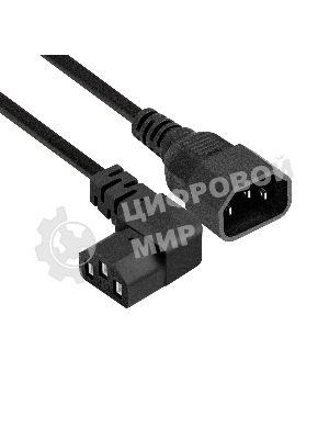 Кабель питания ExeGate Power EC-0,5P (C13 угловой->C14, VDE-250V-3*0.5мм2, медь, черный, 6A, 0.5м)