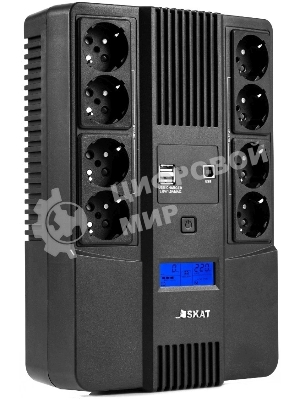 Источник бесперебойного питания Бастион SKAT-UPS 800-AID-IN-1x9-8 ИБП 220В 480Вт, LCD, АКБ 1x 9А·ч, line interactive, мод.синус, 8хSchuko,2xUS (8933)