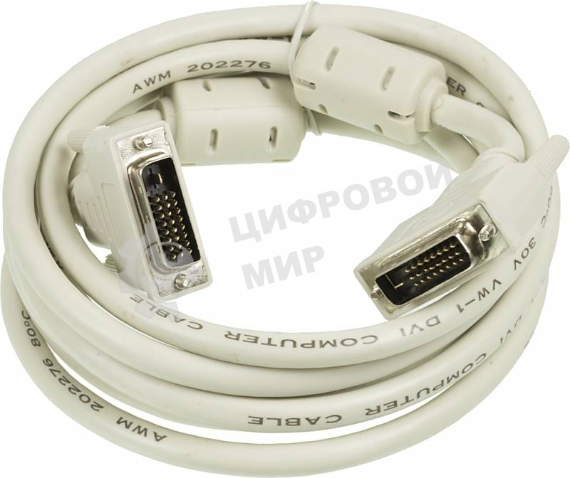Кабель DVI Ningbo DVI-D(m) dual link/DVI-D(m) dual link 3м феррит.кольца (RD-DVI-3-BR)