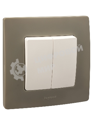 Выключатель двухклавишный 10AX винтовые зажимы ETIKA, белый