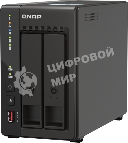 SMB QNAP TS-253E-8G NAS, 2-tray w/o HDD. 2xHDMI-port. 4-core Celeron J6412 2-2.6 GHz, 8Gb DDR, 2x2.5Gb LAN, 2 x M.2 2280 PCIe Gen 3 x2, 2x USB 3.2 Gen 2 (10Gbps) Port, 2x USB 2.0 port